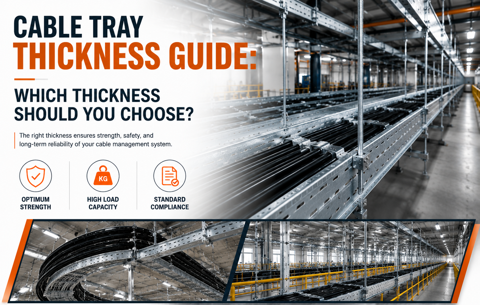 Galvanized iron cable tray thickness selection chart and material gauge specifications guide